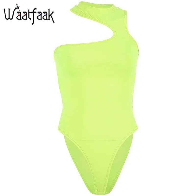 Темно-серый Waatfaak сексуальный выдалбливают Bodycon комбинезон женский боди костюм женская летняя блузка на бретелях зеленый открытый промежность неоновое боди Топ Лето - Цвет: Темно-серый