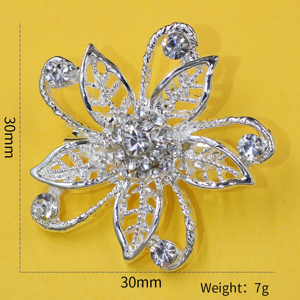 Серебряная цветная брошь в виде цветка для женщин серебряный цвет сплав металл
