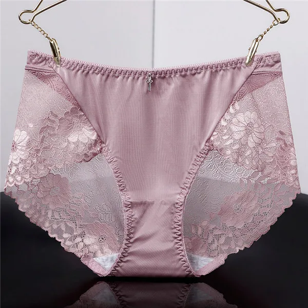 pale mauve Большие размеры, сексуальные кружевные трусики, женское нижнее белье, прозрачные кружевные трусики, трусики танга, мягкие блестящие атласные трусики XL - Цвет: pale mauve