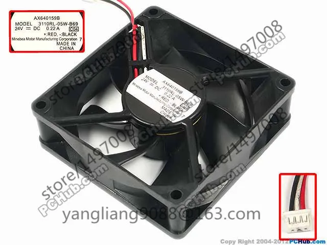 

NMB-MAT 3110RL-05W-B69 C04 DC 24V 0.22A 3-Wire 80x80x25mm Server Cooling Fan