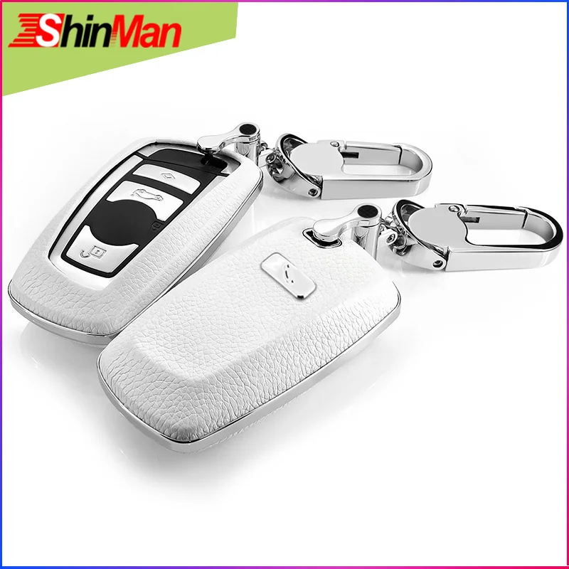 

ShinMan High quality Cow leather Smart Remote Key Car key protect shell Key Case For BMW 1 2 3 4 5 6 7 Series X3 X4 key Cover