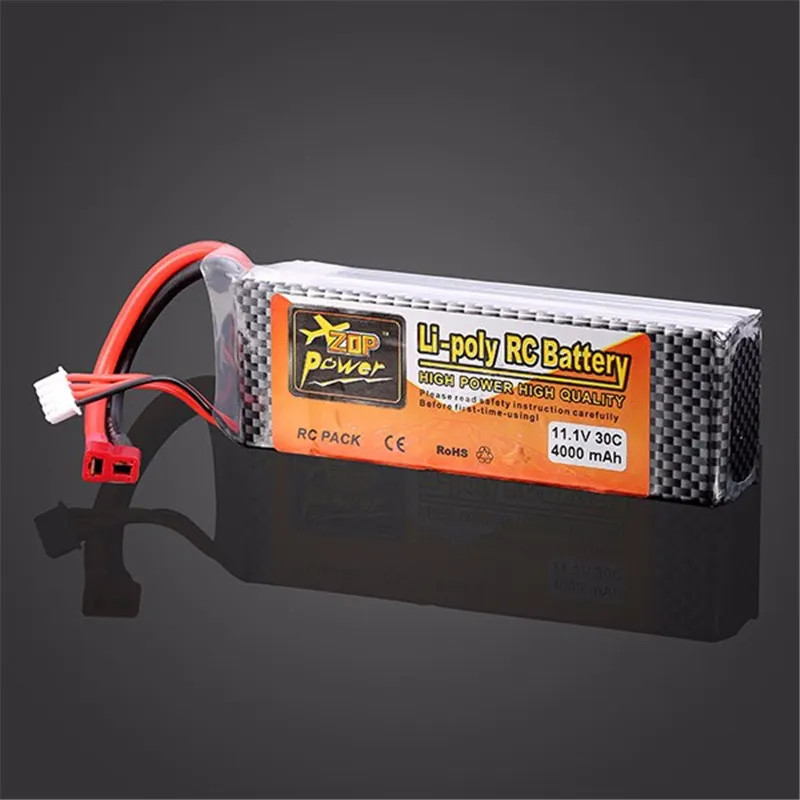 Высокое качество ZOP Power 11 1 В 4000 мАч 30C Lipo Battery T Plug низкое сопротивление батареи