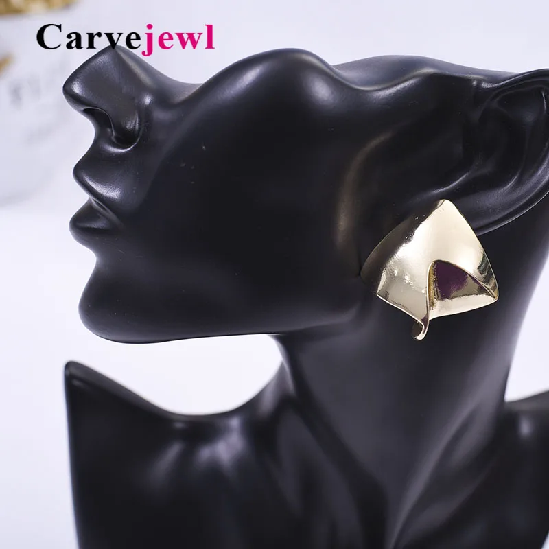 

Carvejewl big stud earrings simple irregular geometric metal earrings for women girl jewelry unique personality Russian earrings