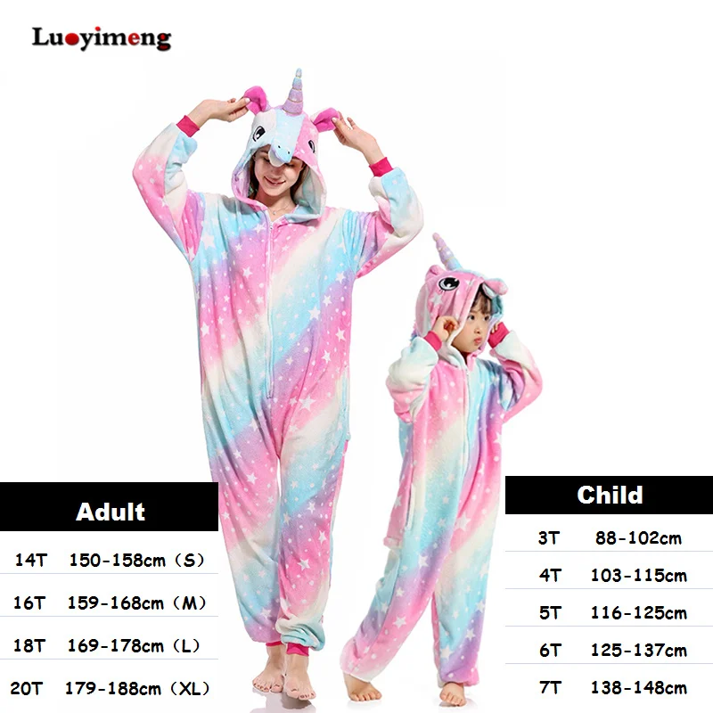 

Boy Girl Pajamas Unicorn Winter Women Pajamas Cartoon Animal Pegasus Onesie Kigurumi Pyjamas Kids Hooded Baby Sleepwear Jumpsuit