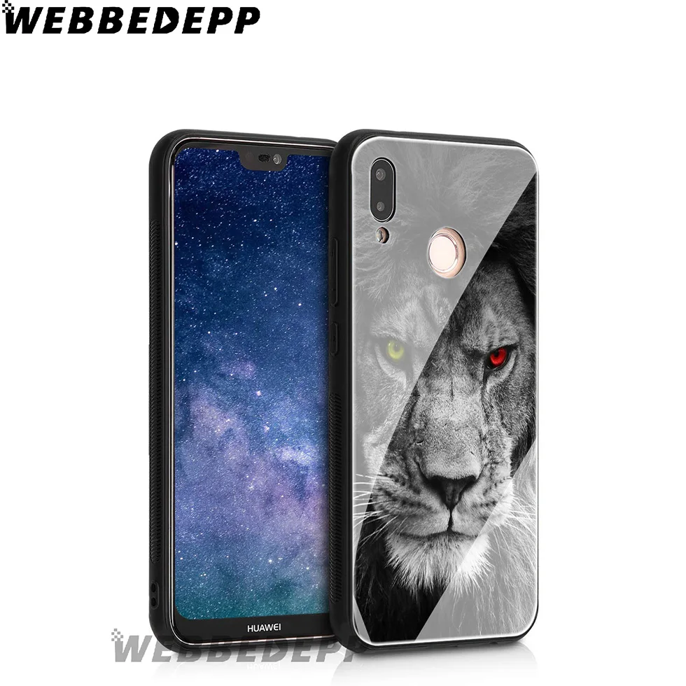 Чехол WEBBEDEPP Lion Alpha Male Cub из закаленного стекла для Huawei Mate 20 P20 P10 P Smart 2019 2018 &amp Honor 10 9 8X