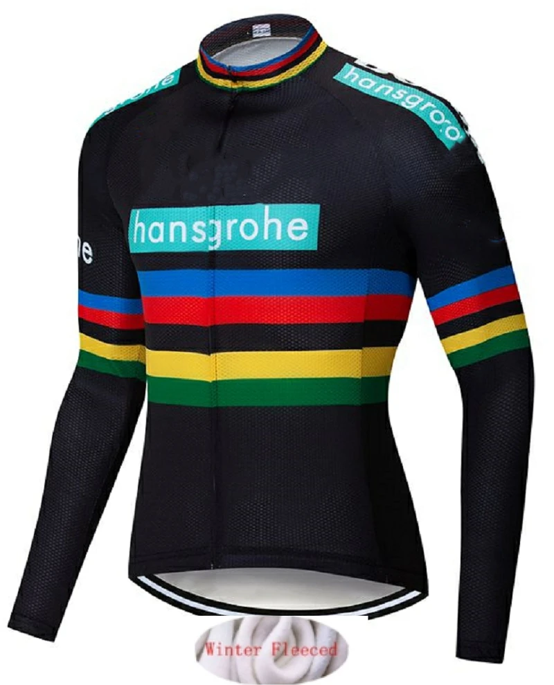 winter jersey Hansgrohe командный зимний теплый флисовый длинный комплект одежды, Мужская велосипедная майка, длинный велотренажер, велосипедная одежда Ropa Ciclismo - Цвет: winter jersey