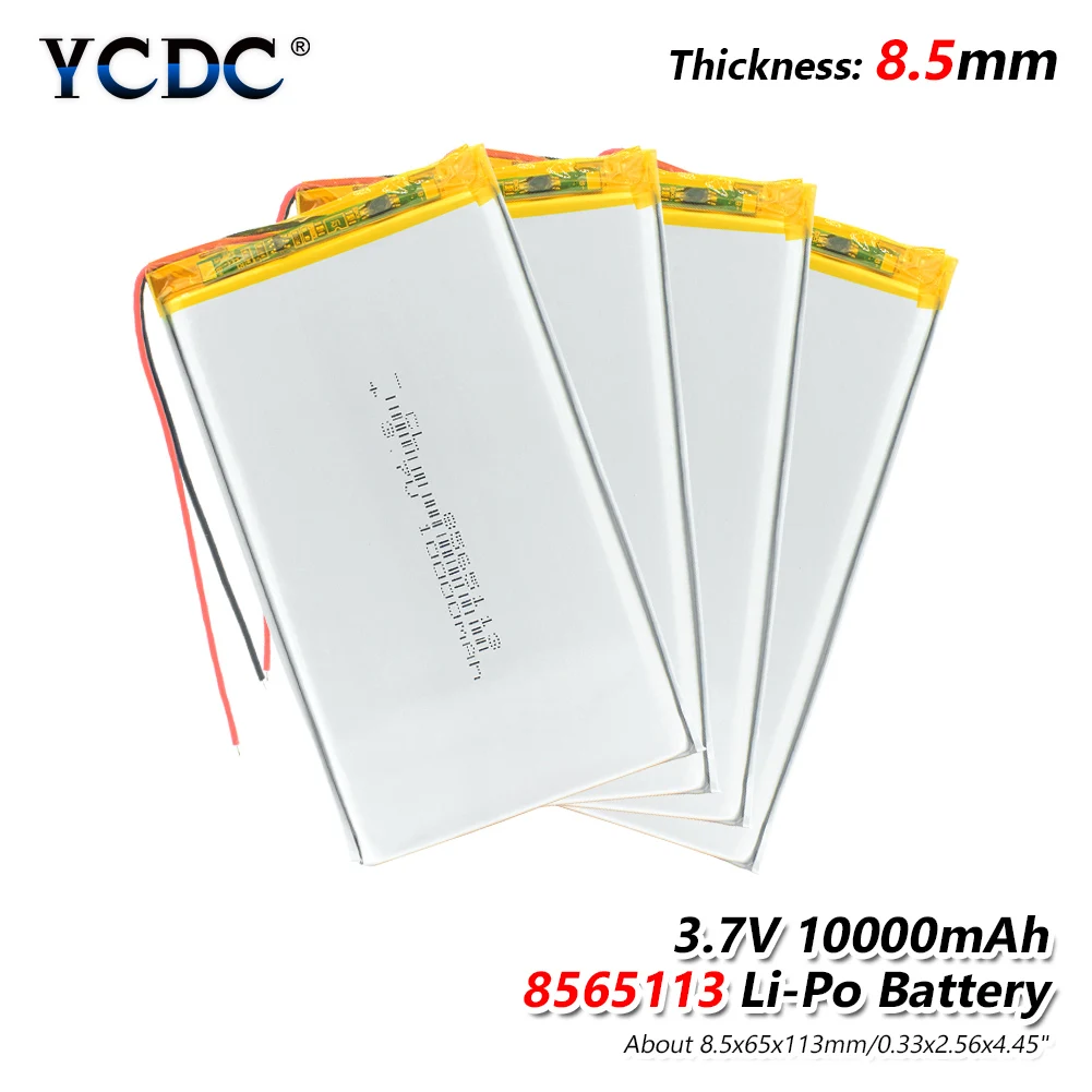 1/2/4 шт 3,7 v 10000mAh 8565113 4,45x2,56x0,3"(Д x Ш x В) литий-полимерный аккумулятор Батарея литий-ионный аккумулятор Li-Po цифровой Камера электронная книга планшетный Батарея заменить