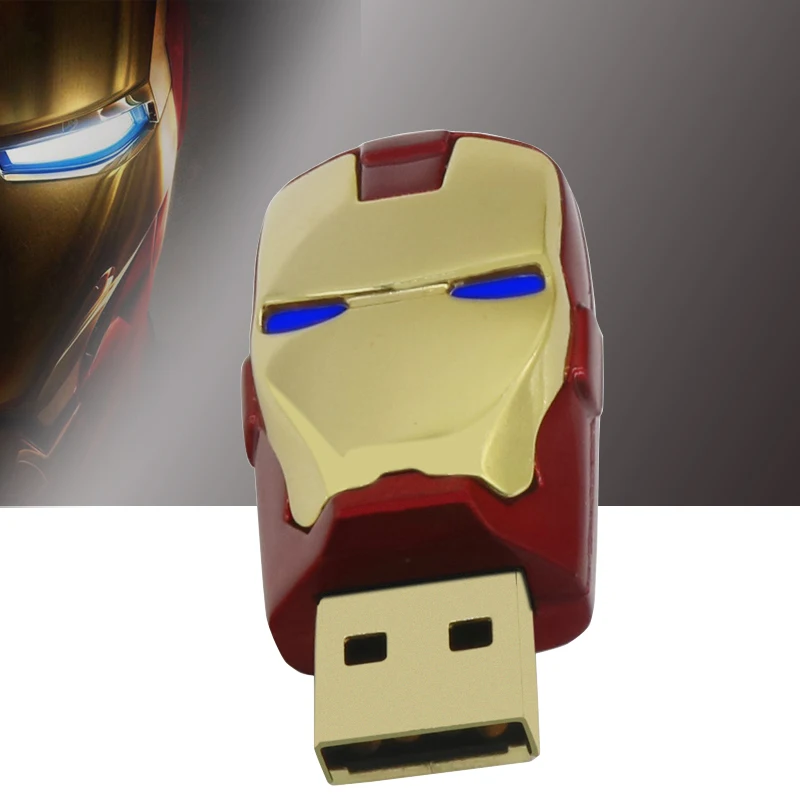 USB флэш-накопитель Мстители Железный человек Led Ручка Drive personalizado 64 Гб 16 Гб оперативной памяти, 32 Гб встроенной памяти, 8 Гб флешки флеш-накопитель USB флеш usb-накопитель
