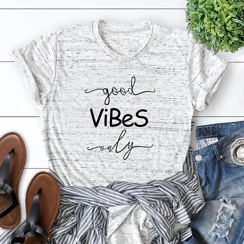 Light Grey Anself футболка женская Harajuku футболки женские 8майка Vibes с буквенным принтом, короткий рукав, хлопок, футболка с круглым вырезом, летние повседневные футболки для повседневной носки - Цвет: Light Grey