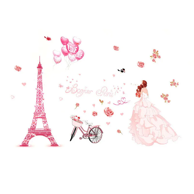 Настенные наклейки для девочек с эйфелевой башней украшения дома и спальни 2020|wall