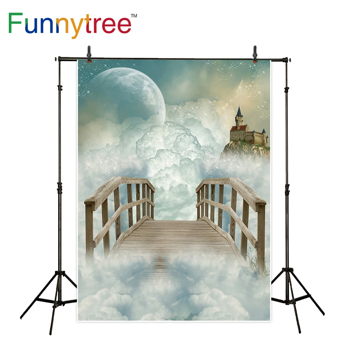 

Фоны Funnytree для фото студия мост Алиса в стране чудес небо облако лунный замок дети Фон фотографии фотобудка для фотосессии