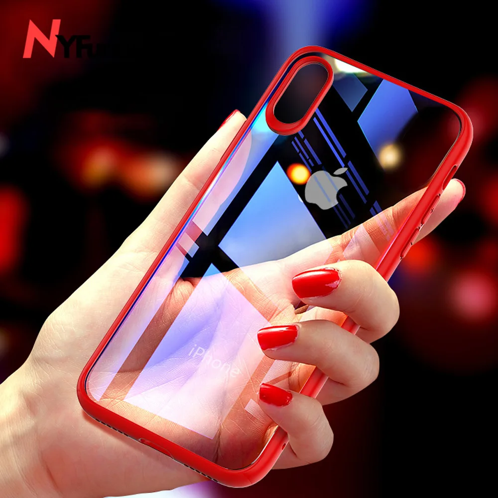 NYFundas ТПУ чехол для iPhone X Xr Xs Max ультра тонкий прозрачный pu Сияющий Чехол Для 7 8 плюс