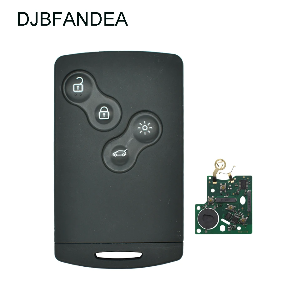 DJBFANDEA 4 кнопки смарт Автомобильный ключ карта для Renault Koleos Clio Megane Scenic Laguna 433 Мгц