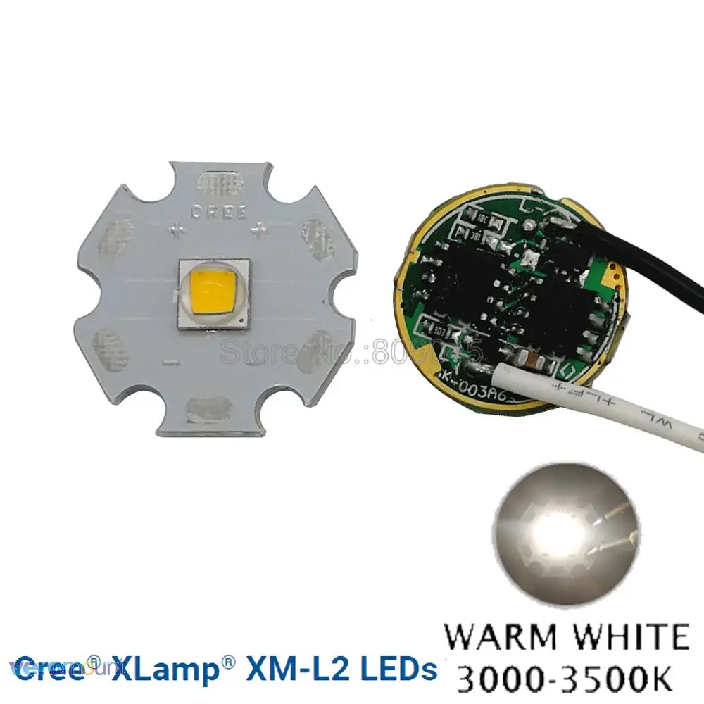 Warm White 20mm Cree XML2 XM-L2 T6 холодный белый теплый белый нейтральный белый 10 Вт светодиодный излучатель 20 мм черный или белый PCB с DC3.7V 2.5A 5 Режим драйвера - Испускаемый цвет: Warm White 20mm