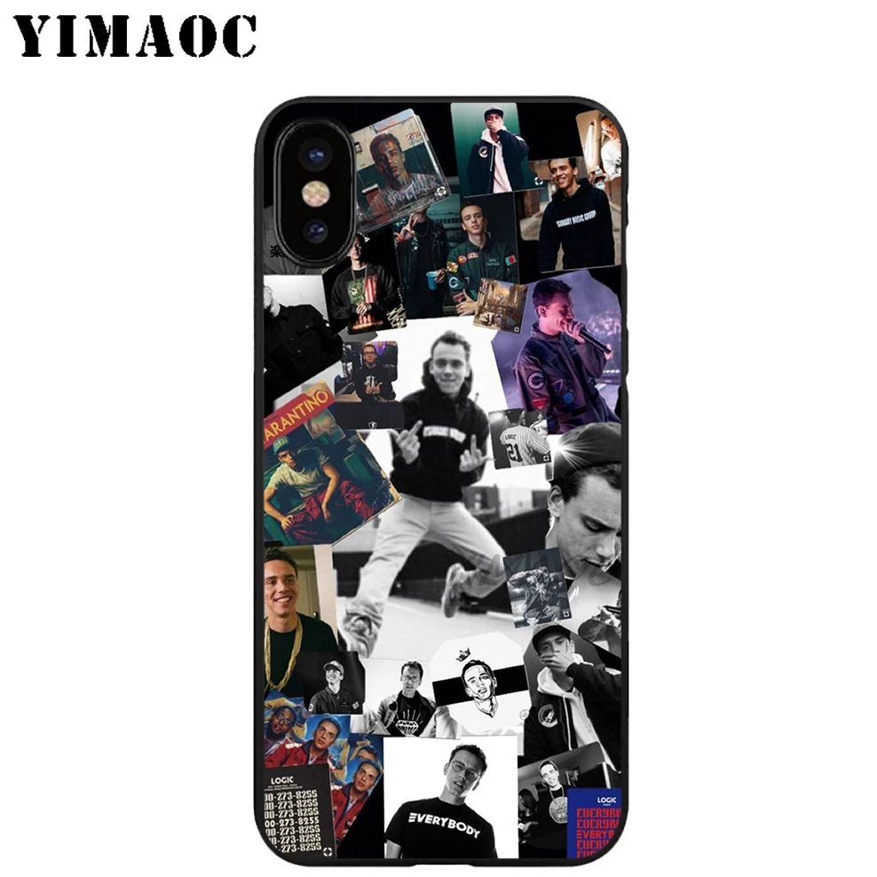 YIMAOC Logic Rapper Soft TPU Black Silicone Case for iPhone X or 10 8 7 6 6S Plus 5 5S SE Xr Xs Max |