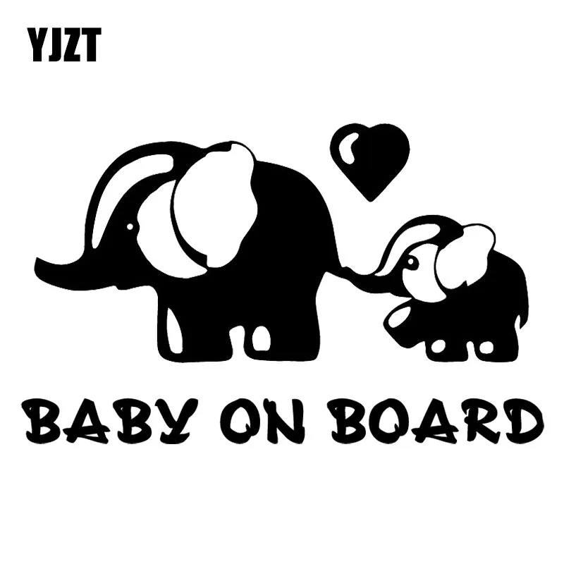 

YJZT 17X10.4CM BABY ON BOARD Elephant Mother And Baby Heart Love Car Sticker Decoration Decals C25-0252