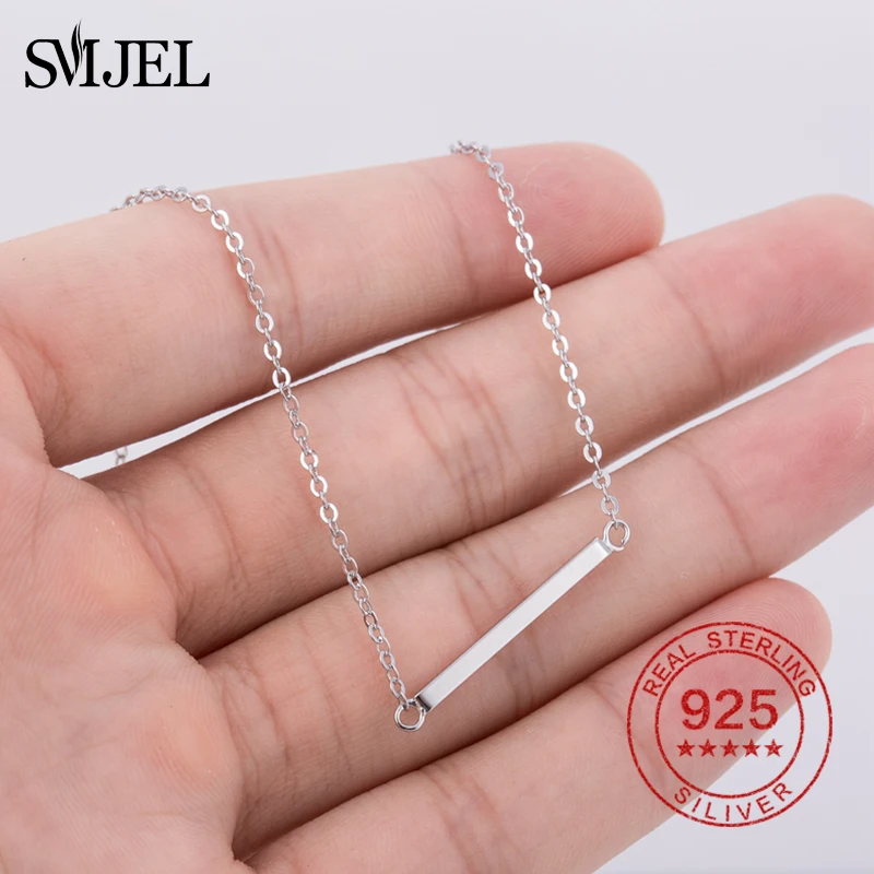 SMJEL 100% Стерлинговое Серебро 925 пробы простое ожерелье для женщин