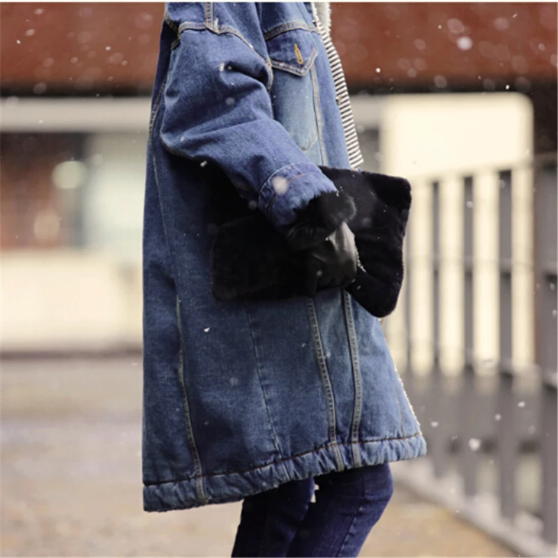 Зимняя куртка с шерстяной подкладкой для женщин размера плюс длинное пальто