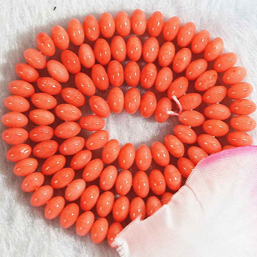 

Natural reddish orange coral beautiful abacus 4x6mm loose beads charms women high grade diy jewelry making findings 15inch B662