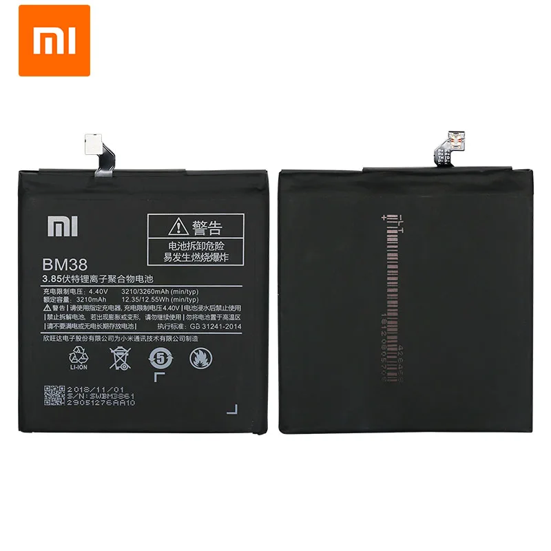 Original Xiaomi 4S Battery BM38 3260 mAh for Mi Mi4S High Quality Phone Replacement Batteries | Мобильные телефоны и