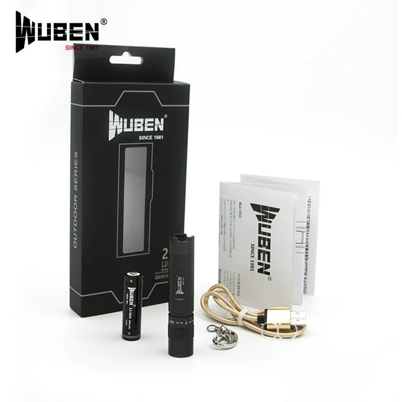 Wuben E349 USB Перезаряжаемый фонарик черный CREE XP G2 светодиодный Макс 260 люмен EDC