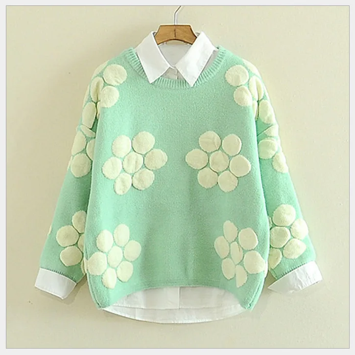 Spring 2019 new sweater lovely girl with loose bottom knitted student blouse | Женская одежда