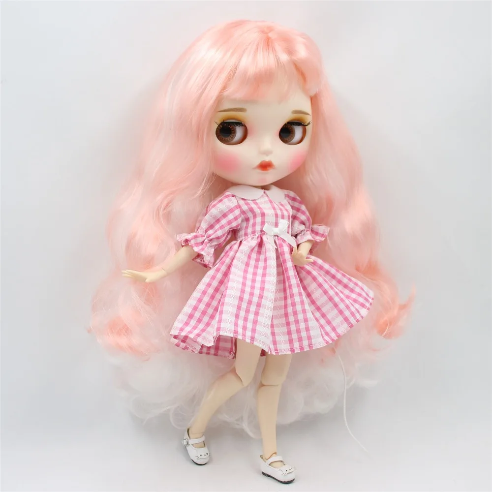 Ледяная кукла DBS Blyth 1/6 bjd белая кожа для суставов тела розовые белые волосы