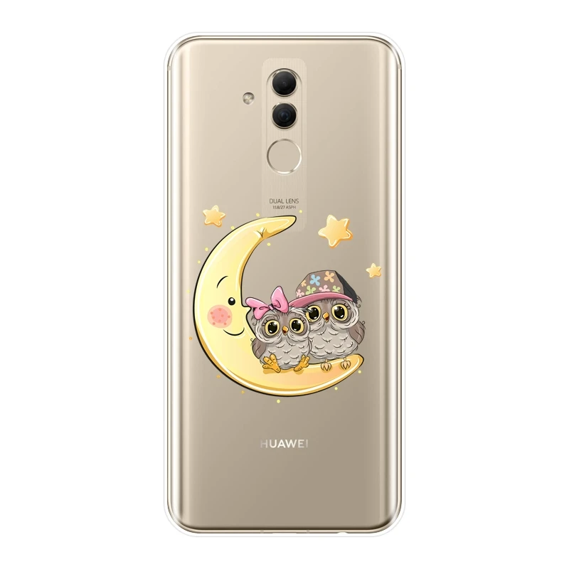 Чехол для телефона Huawei Mate 9 10 20 Pro сова луна сердце любовь Kawaii Мягкая силиконовая