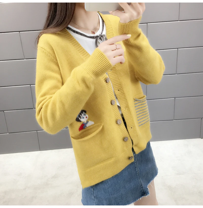 2021 женские зимние свитера тонкий женский вязаный кардиган с v образным вырезом и