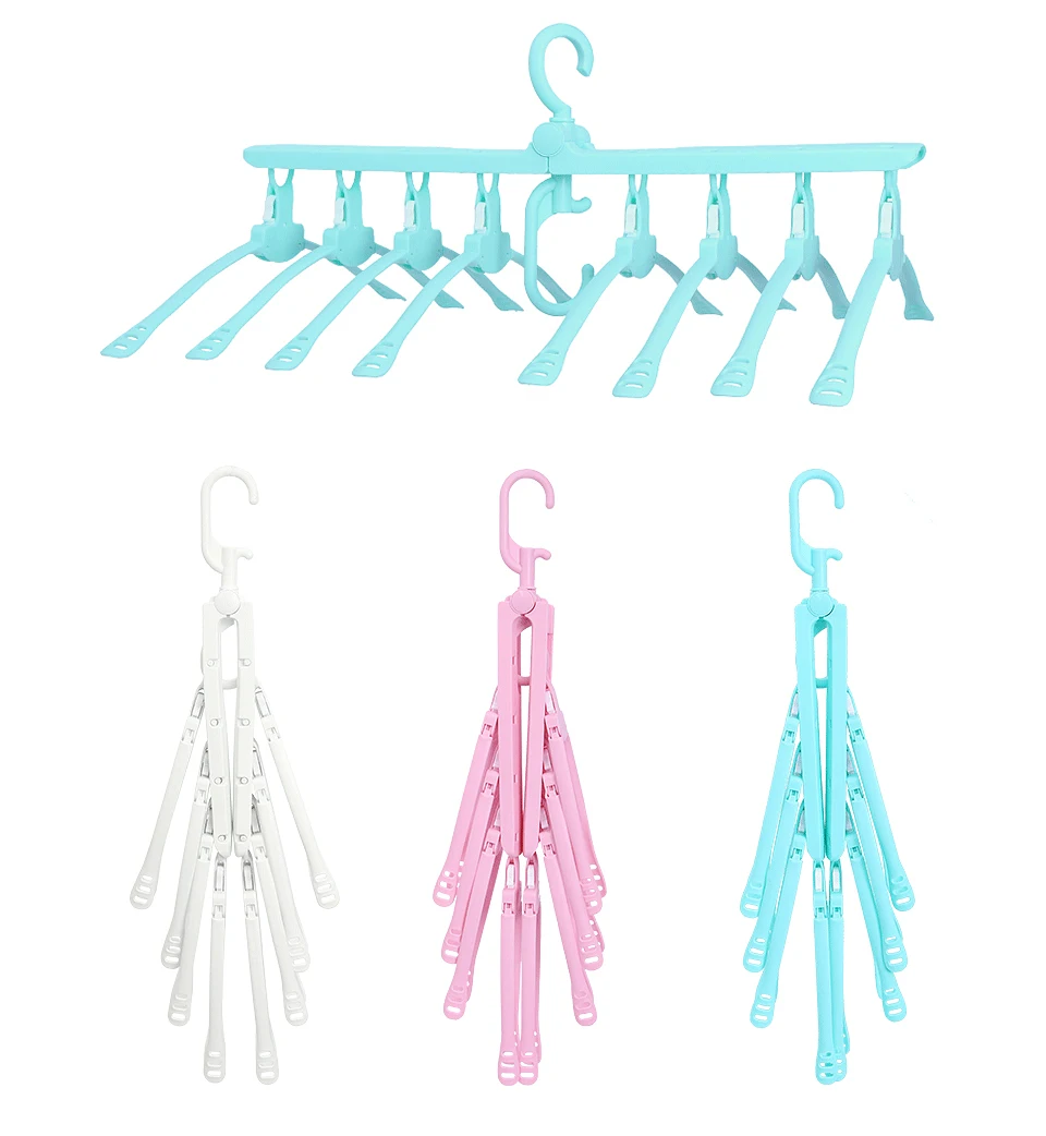 Multifunctional Plastic Foldable Clothes Hanger Save Space Laundry Drying Racks Wardrobe Closet Storage Organizer Clothes Hanger