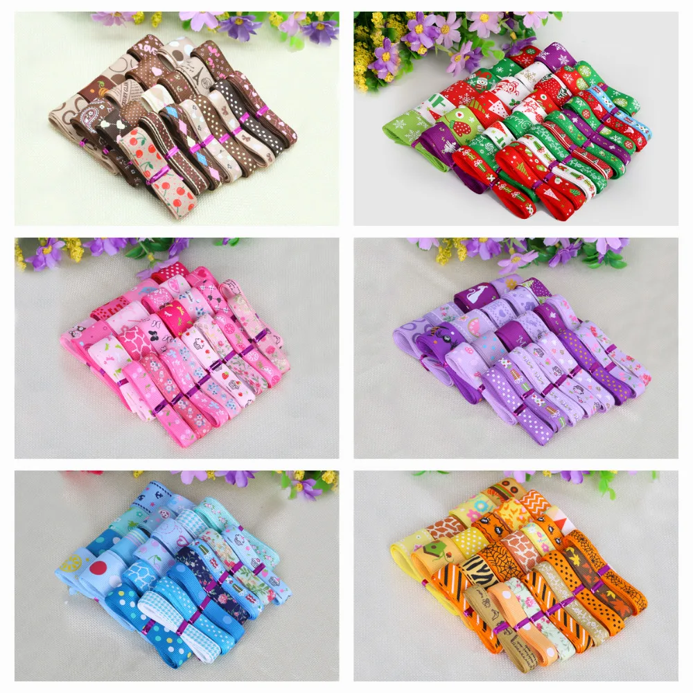 Смешанные 12 ярдов атласная лента корсажная с рисунками Красочные Для Свадебная