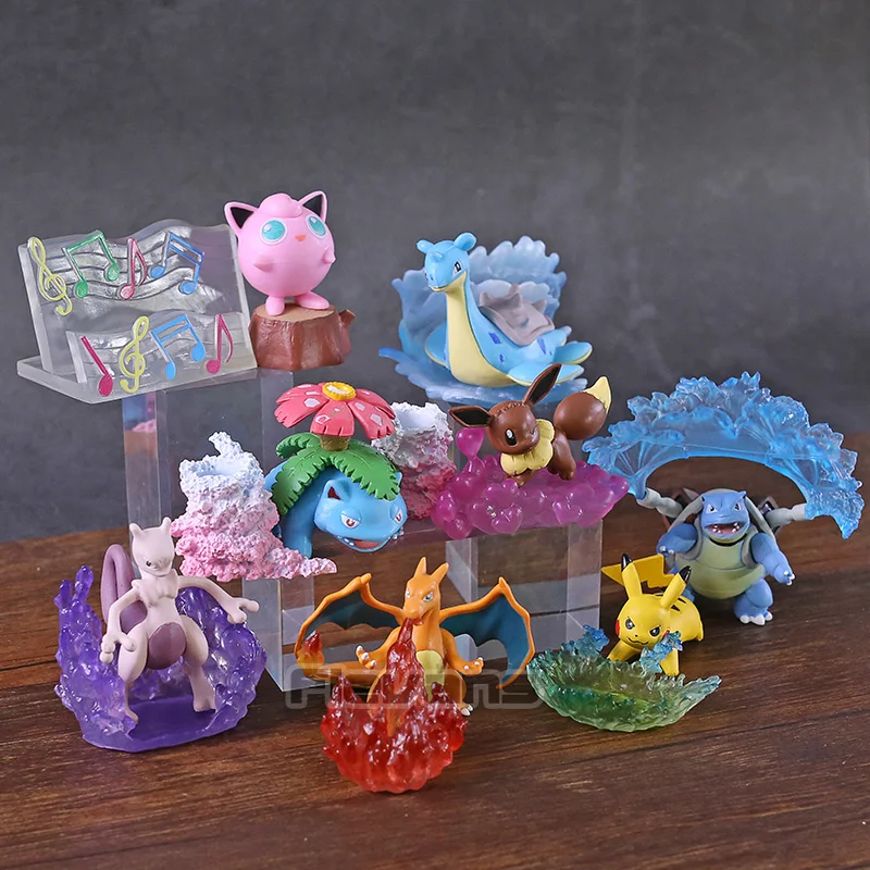 Anime XY Eevee Charizard Venusaur Blastoise Mewtwo Jigglypuff Lapras Mini PVC Figures Collctible Toys 8pcs/set