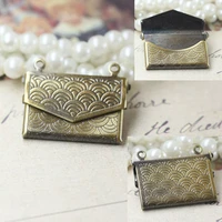 2pcs wholesale 1520mm wallet shaped photo locket blank base antique bronze necklace pendantcharm diy jewelry making