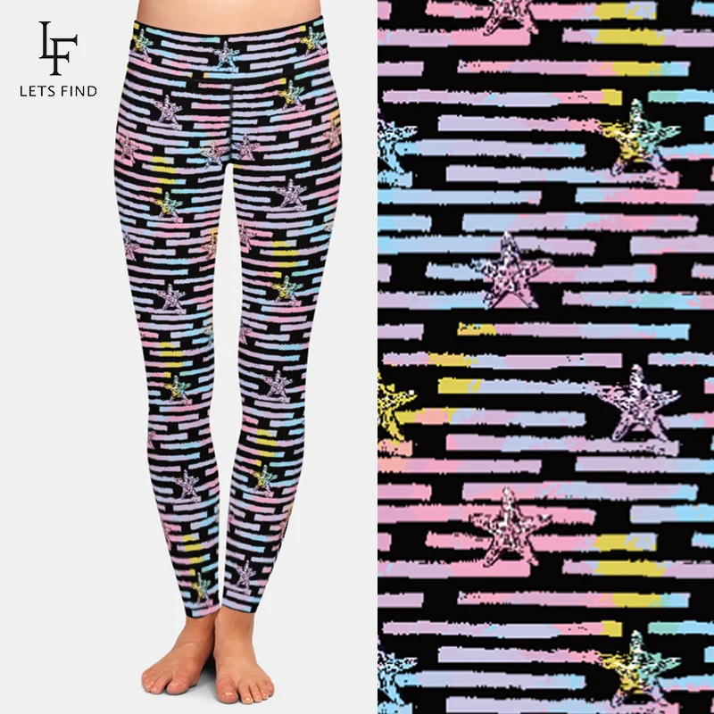 LETSFIND High Waist Leggings Fashion Women Pentagram Printing High Quaility Fitness Leggings Polyester Ankle-Length Pants