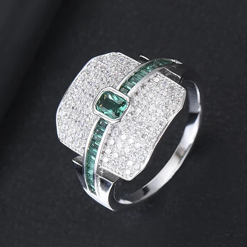 Green White gold GODKI Monaco, дизайнерские Роскошные стекируемые кольца-чокер для женщин, свадебные с кубическим цирконом, обручальное, Дубай, американское свадебное кольцо на палец - Цвет основного камня: Green White gold