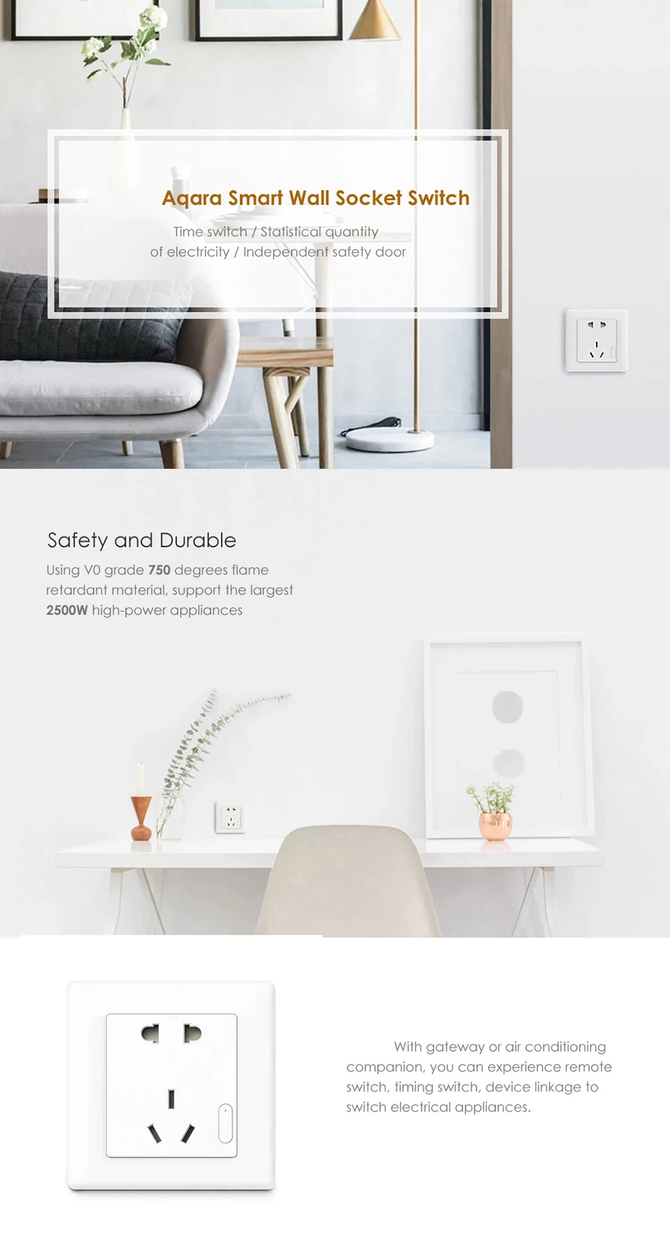 xiaomi Aqara умная розетка Zigbee wifi дистанционное управление беспроводной переключатель работает для xiaomi умный дом комплекты приложение