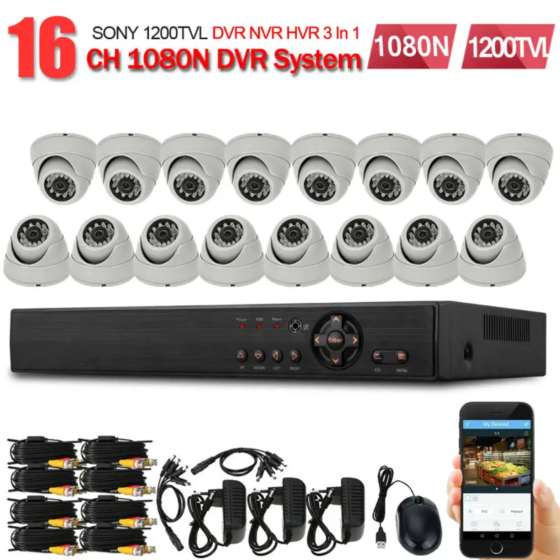 JORANK 16CH CCTV DVR система AHD NVR 720P 1 0 Мегапикселей ИК камера безопасности 1200TVL HD 16ch dvr