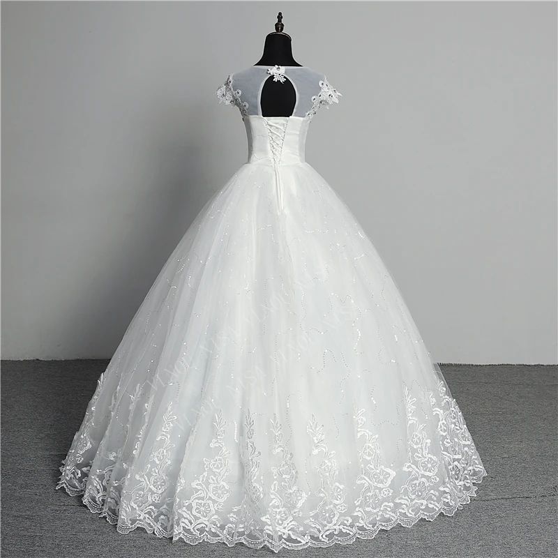 Custom Made Wedding Dress 2020 New Arrival Crystal Appliques Embroidery Lace O-Neck Short Sleeve Princess Gown Vestidos De Novia | Свадьбы и