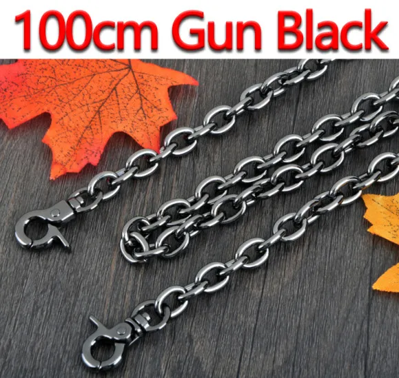 100cm Gun Black DIY 40 см-160 см 9 мм золото, пистолет черный, серебряный сменная цепь плечевой ремень через плечо для сумки ручки O образный цепи - Цвет: 100cm Gun Black