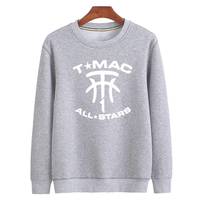 Мужские спортивные баскетбольные пальто TMcG/LJames/DRose LOGO большого размера свободные махровые свитера дышащие крутые худи без шапок - Цвет: Gray Grady