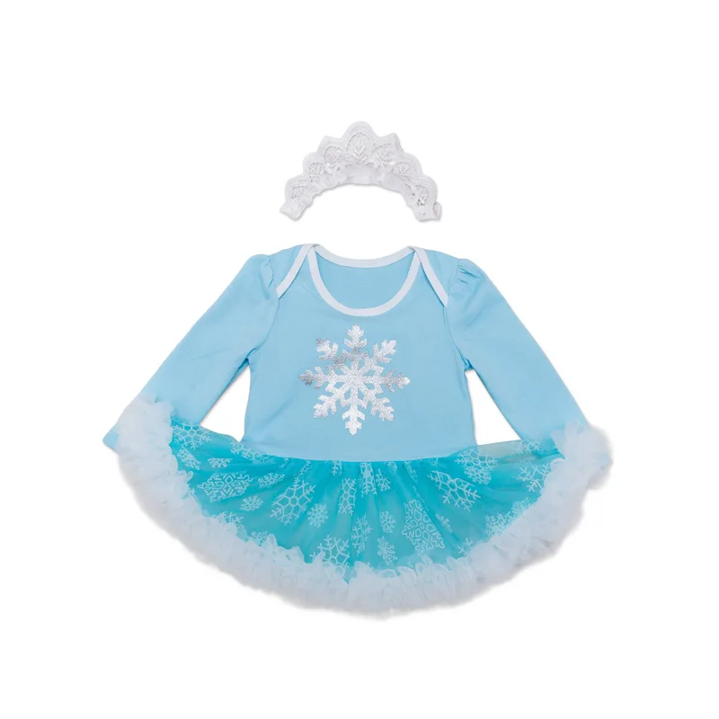 

Cute Baby Clothes Snowflake Long Sleeve Newborn Romper Dress Baby Girls Clothes 3pcs Set 2018 New Year Infant Clothing