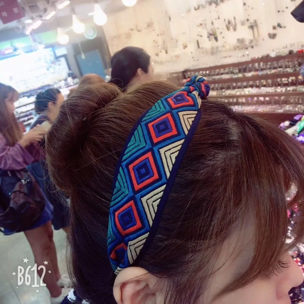 Корейские тканевые узлы для волос вышитые искусственные головные повязки в виде