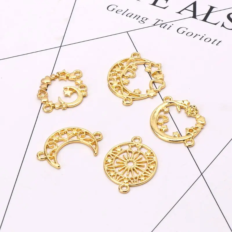 5Pcs Moon Star Metal Frame Connector Bezel Blank Setting UV Resin Jewelry Making Accessories | Украшения и аксессуары