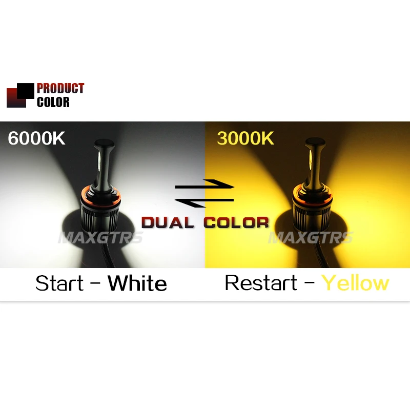 2x двойной Цвет Автомобильные светодиодные противотуманные головной светильник