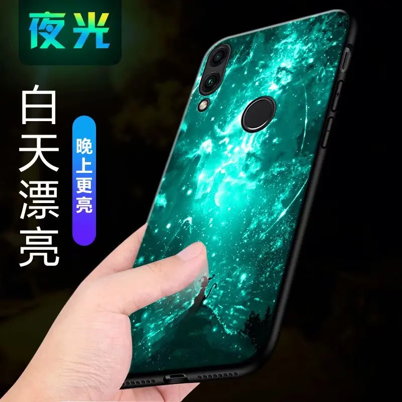 Для huawei p Smart чехол Роскошный светящийся Узор Жесткий закаленное стекло защитный чехол на заднюю панель для huawei p smart