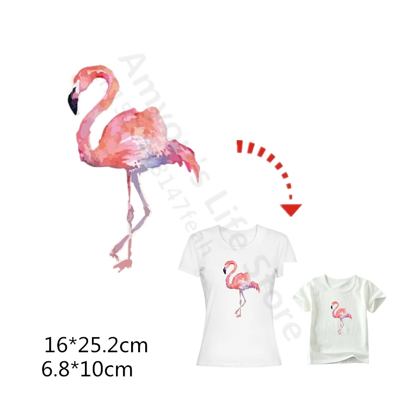 Fire Flamingo Мультфильм бумага для пирографии наклейки девочек одежда термопечать