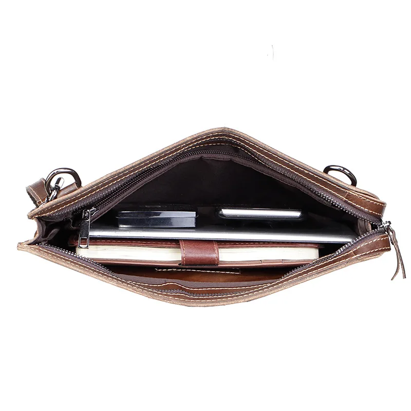 

COOL Hip-Hop Lion Printing Natural Genuine Leather Men Bag Vintage Shoulder Ipad Bags