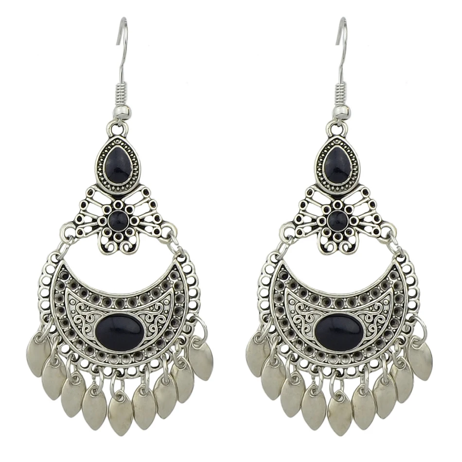 Joywish Винтаж Бохо украшения старинное серебро Цвет Висячие серьги ful эмаль Резные