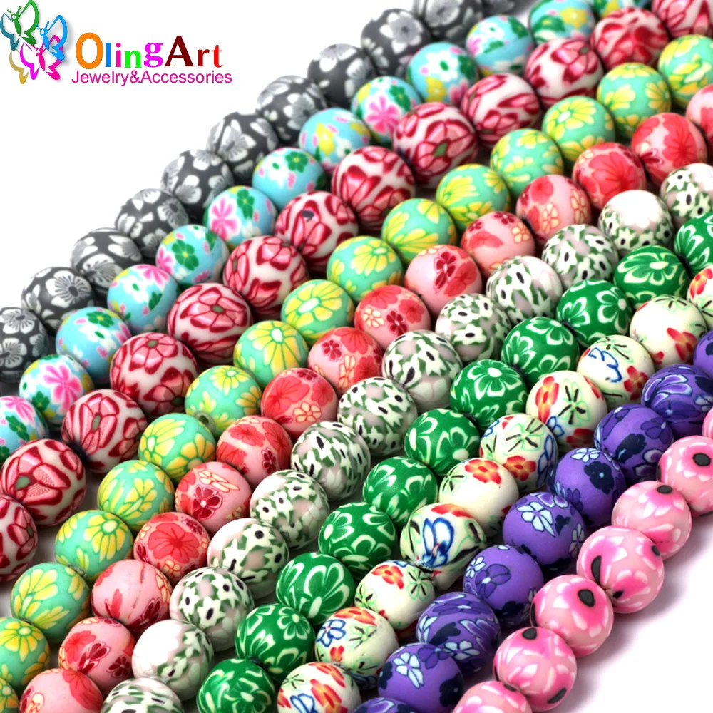 

OlingArt 10MM 40pcs/Lot Mixed Colors Flower Soft Ceramic Polymer Clay Beads DIY Earring Bracelet Necklace Jewelry Making