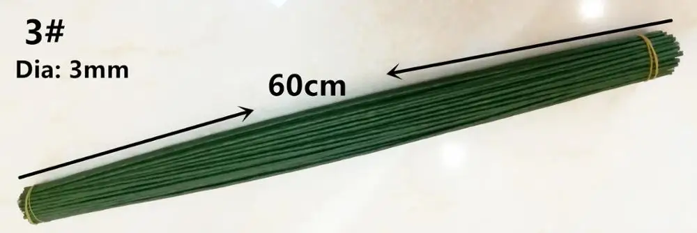 20pcs 3mm L 60cm 1/2/3/4/5 мм 40/60 см искусственные зеленые стебель цветка «сделай сам» с цветочным рисунком Материал ручной работы серебряной проволоки стержень Accessoies, украшение для свадьбы, дома, украшения - Цвет: 20pcs 3mm L 60cm